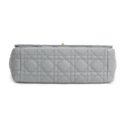 Christian Dior 2022 Grey Supple Cannage Calfskin Leather Medium Dior Caro Bag