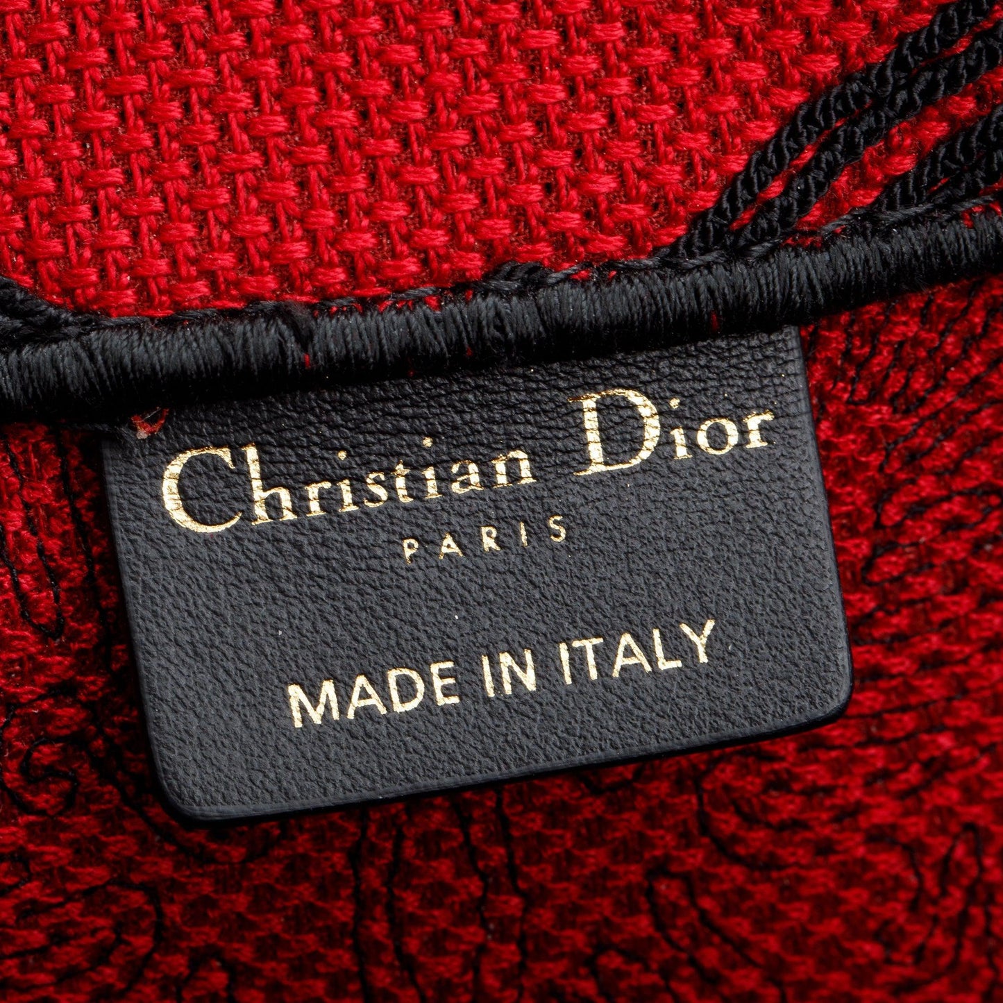 Christian Dior 2022 Large Red and Black Toile de Jouy Embroidery Canvas Book Tote