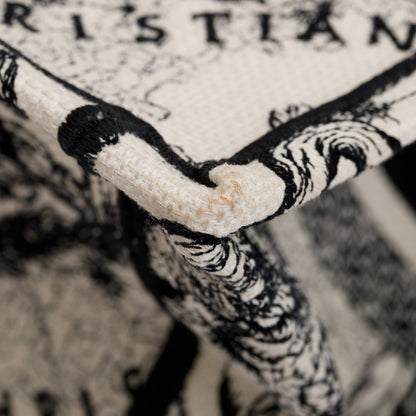 Christian Dior 2022 Latte & Black Toile de Jouy Zodiac Embroidery Small Book Tote