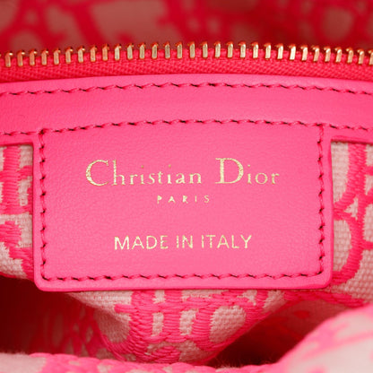 Christian Dior 2022 Natural Wicker Pink Oblique Medium Lady Dior Bag