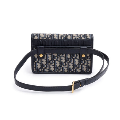 Christian Dior 2022 Navy Oblique 30 Montaigne 2-In-1 Pouch Bag
