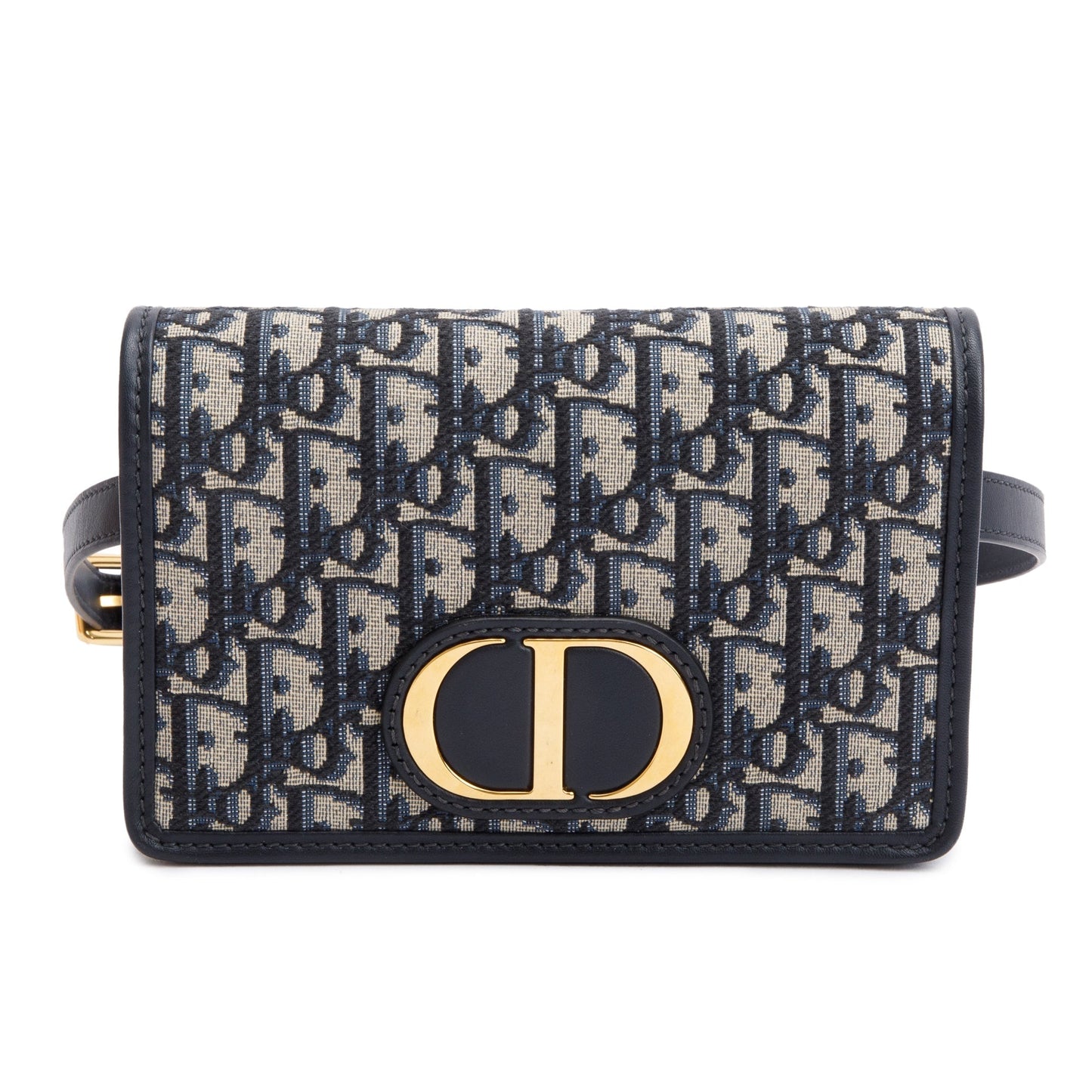 Christian Dior 2022 Navy Oblique 30 Montaigne 2-In-1 Pouch Bag