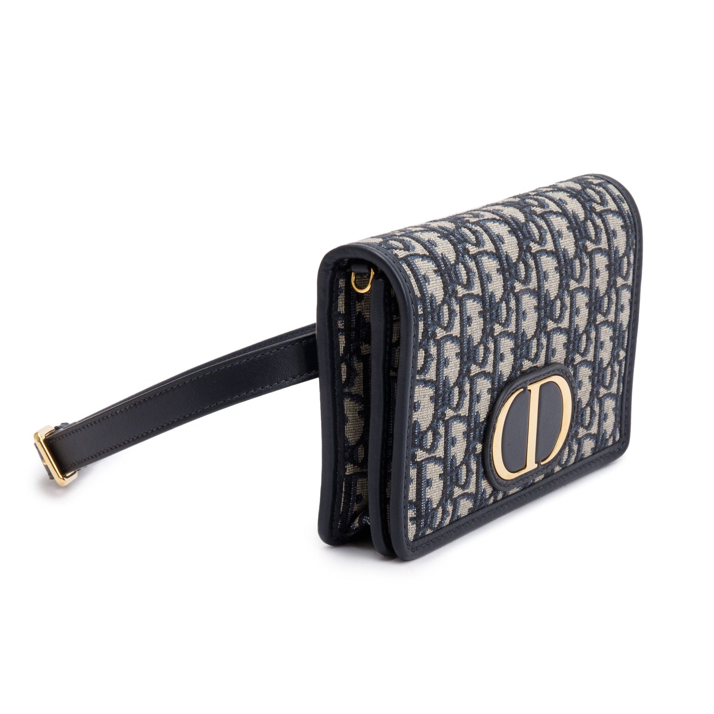 Christian Dior 2022 Navy Oblique 30 Montaigne 2-In-1 Pouch Bag