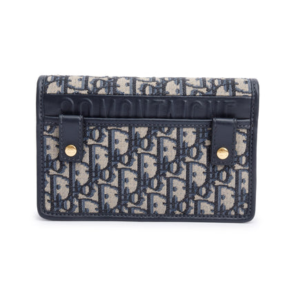 Christian Dior 2022 Navy Oblique 30 Montaigne 2-In-1 Pouch Bag