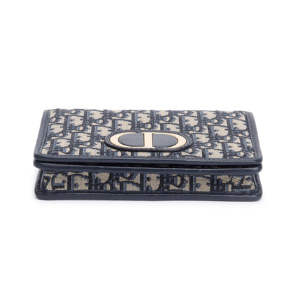 Christian Dior 2022 Navy Oblique 30 Montaigne 2-In-1 Pouch Bag