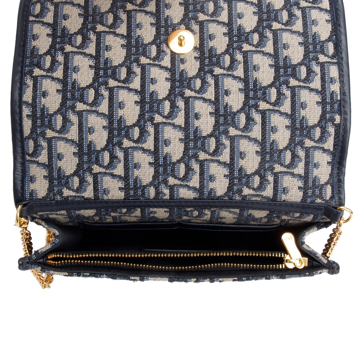 Christian Dior 2022 Navy Oblique 30 Montaigne 2-In-1 Pouch Bag