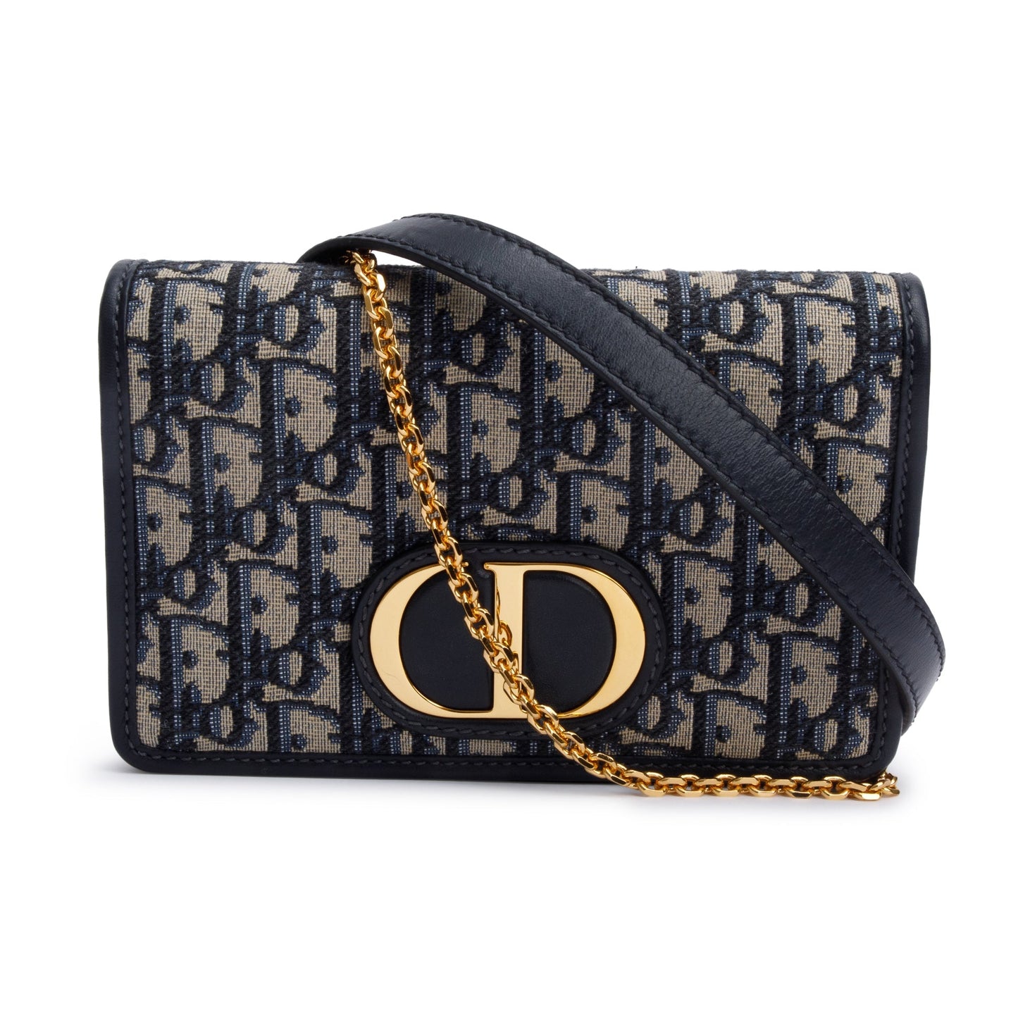 Christian Dior 2022 Navy Oblique 30 Montaigne 2-In-1 Pouch Bag