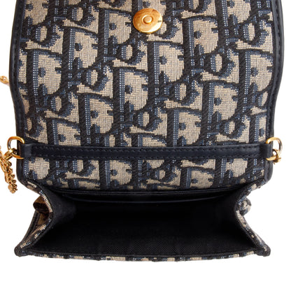Christian Dior 2022 Navy Oblique Nano 30 Montaigne 2-In-1 Pouch Bag