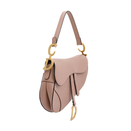 Christian Dior 2022 Neutral Grained Calfskin Leather Medium Saddle Bag