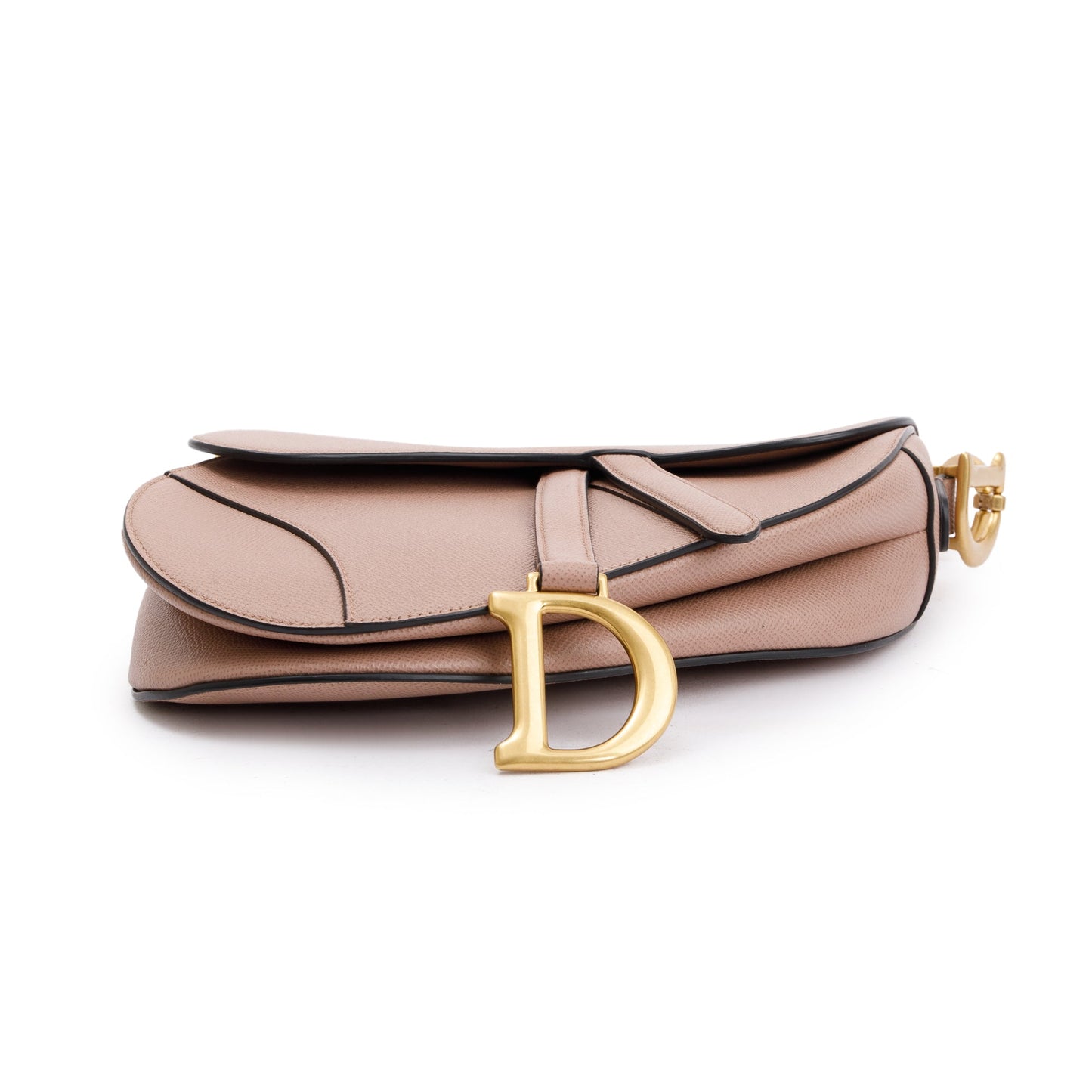 Christian Dior 2022 Neutral Grained Calfskin Leather Medium Saddle Bag