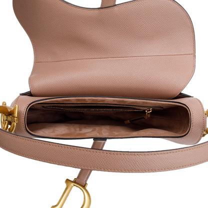 Christian Dior 2022 Neutral Grained Calfskin Leather Medium Saddle Bag