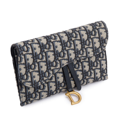 Christian Dior 2022 Oblique Long Saddle Wallet on Chain