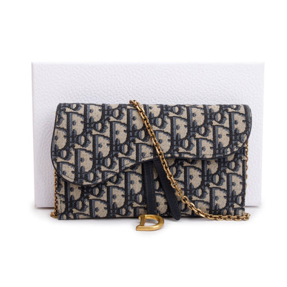 Christian Dior 2022 Oblique Long Saddle Wallet on Chain