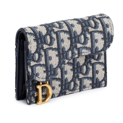 Christian Dior 2022 Oblique Saddle Bloom Flap Card Holder