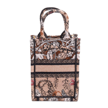 Christian Dior 2022 Pink Jardin Magique Embroidered Mini Vertical Book Tote