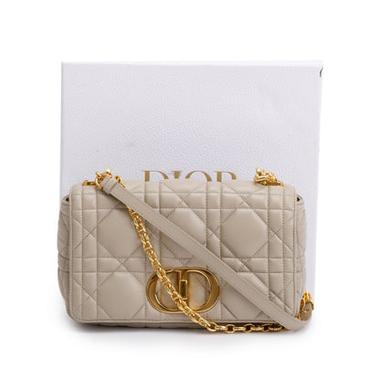 Christian Dior 2022 Taupe Supple Cannage Calfskin Leather Medium Dior Caro Bag