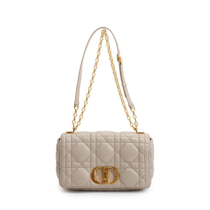Christian Dior 2022 Taupe Supple Cannage Calfskin Leather Medium Dior Caro Bag