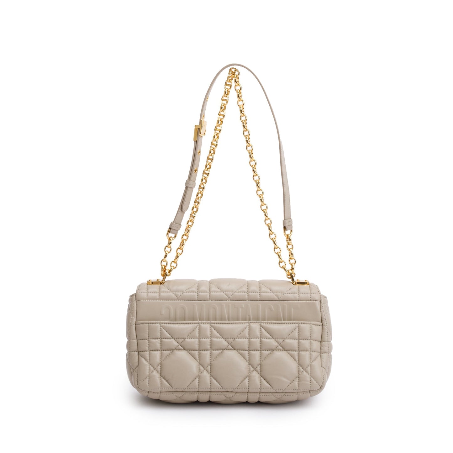 Christian Dior 2022 Taupe Supple Cannage Calfskin Leather Medium Dior Caro Bag
