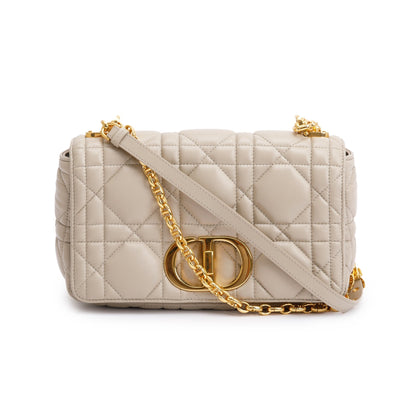 Christian Dior 2022 Taupe Supple Cannage Calfskin Leather Medium Dior Caro Bag