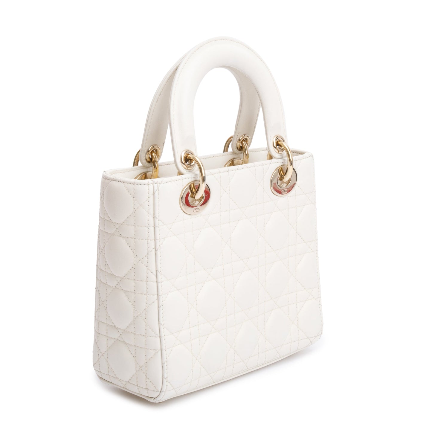 Christian Dior 2022 White Cannage Lambskin Leather Small Lady Dior My AbCDior Bag