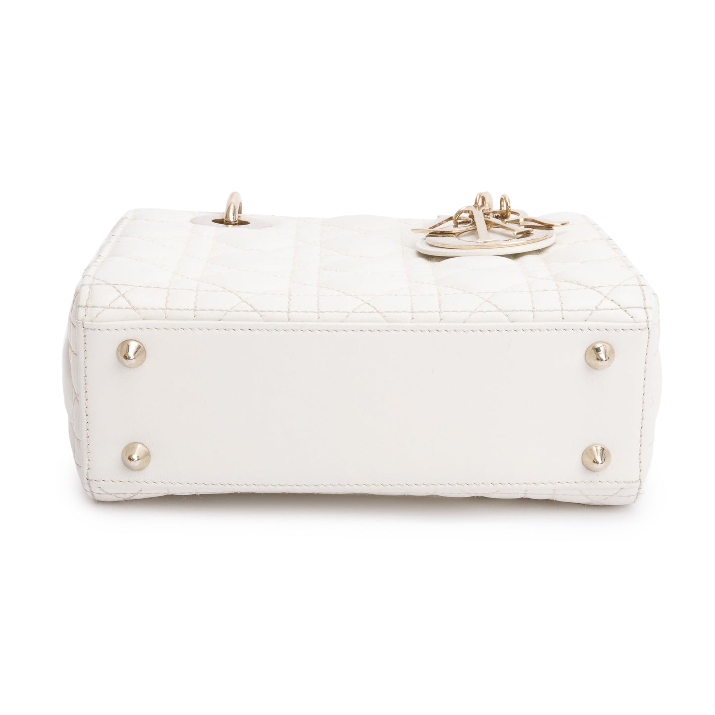 Christian Dior 2022 White Cannage Lambskin Leather Small Lady Dior My AbCDior Bag