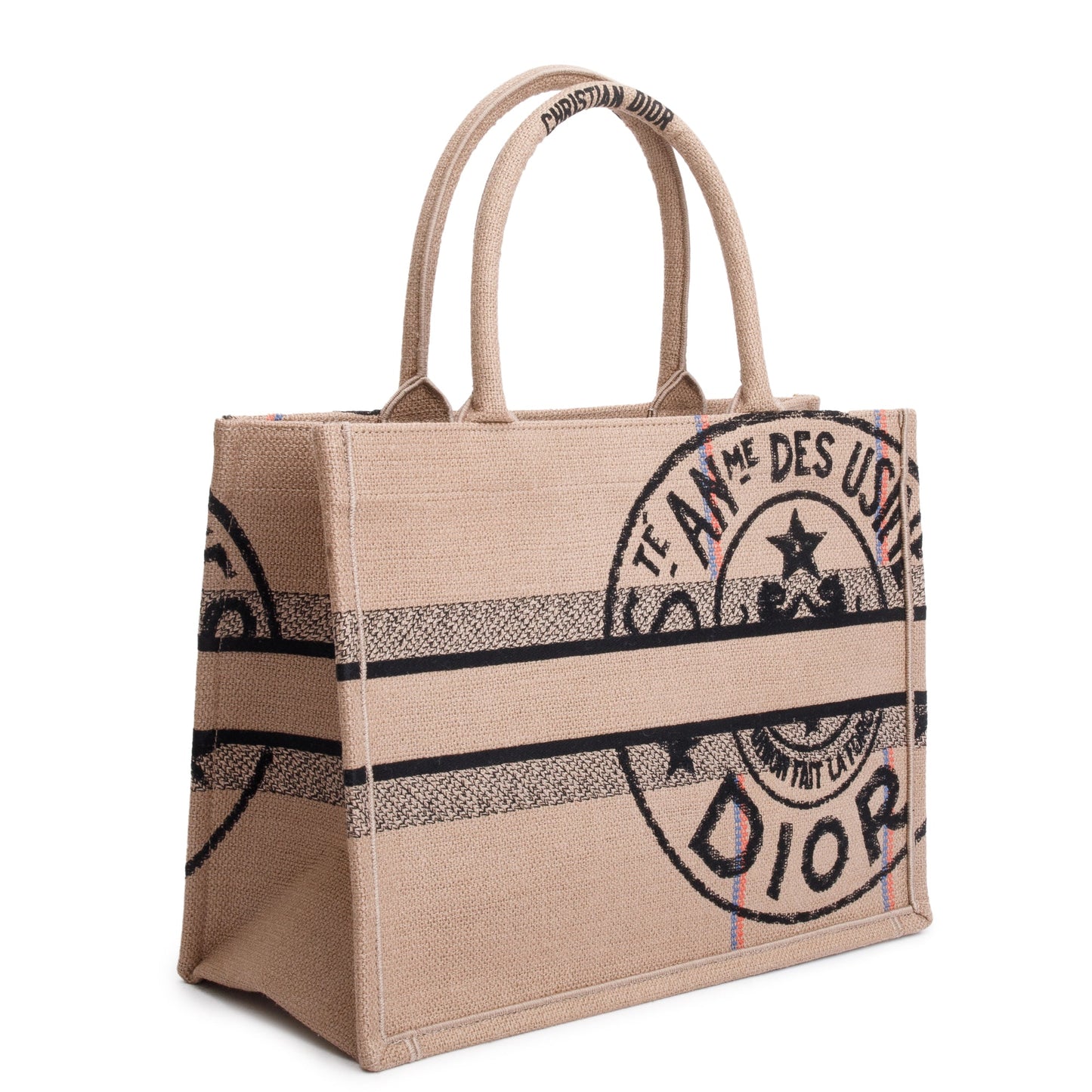 Christian Dior 2023 Beige Canvas L'Union Fait La Force Medium Book Tote