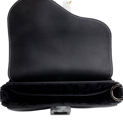 Christian Dior 2023 Black Calfskin Leather Mini Saddle Messenger Bag