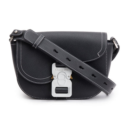 Christian Dior 2023 Black Calfskin Leather Mini Saddle Messenger Bag