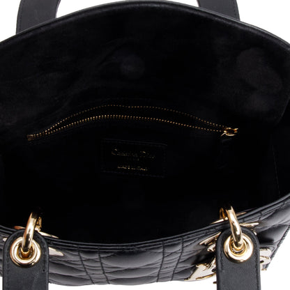 Christian Dior 2023 Black Cannage Lambskin Leather Small Lady Dior Bag