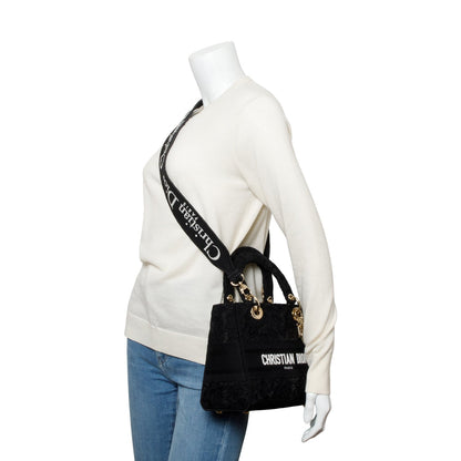 Christian Dior 2023 Black Canvas Medium Lady D-Lace Bag