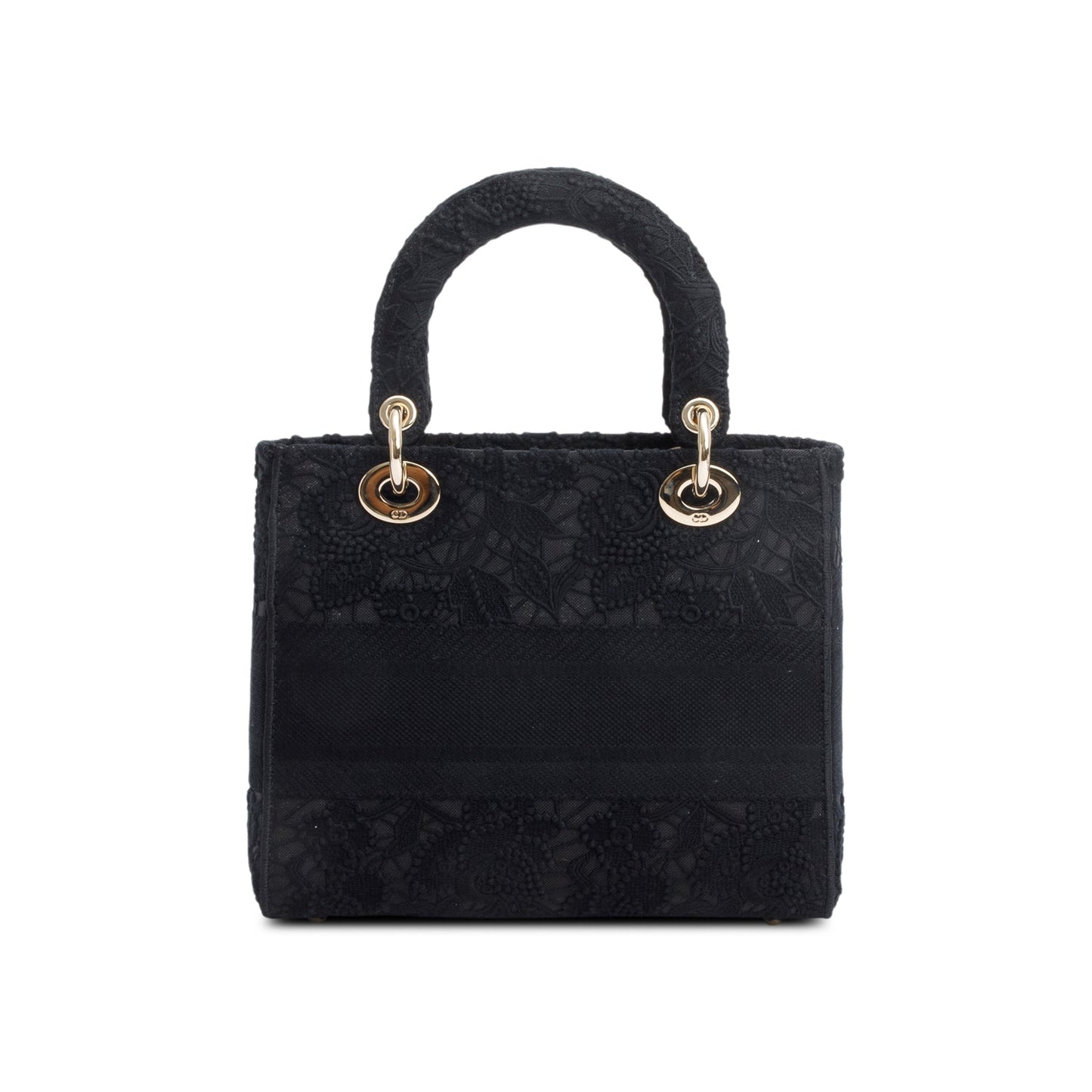 Christian Dior 2023 Black Canvas Medium Lady D-Lace Bag