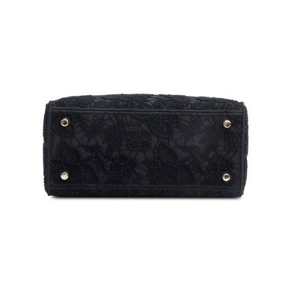 Christian Dior 2023 Black Canvas Medium Lady D-Lace Bag