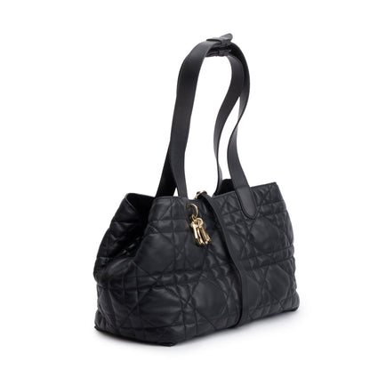 Christian Dior 2023 Black Macrocannage Calfskin Leather Medium Toujours Bag