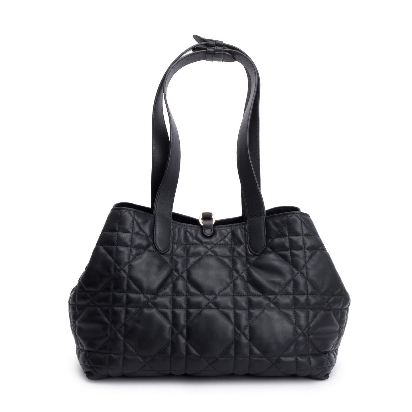 Christian Dior 2023 Black Macrocannage Calfskin Leather Medium Toujours Bag