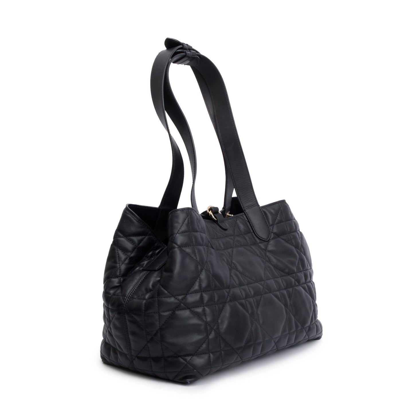 Christian Dior 2023 Black Macrocannage Calfskin Leather Medium Toujours Bag