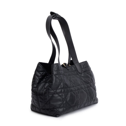 Christian Dior 2023 Black Macrocannage Calfskin Leather Medium Toujours Bag