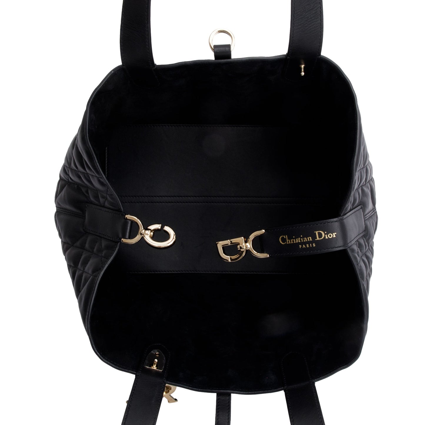Christian Dior 2023 Black Macrocannage Calfskin Leather Medium Toujours Bag