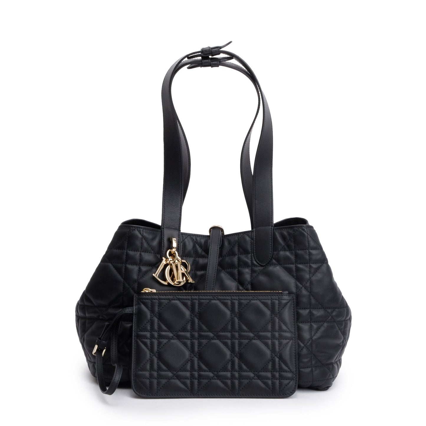 Christian Dior 2023 Black Macrocannage Calfskin Leather Medium Toujours Bag