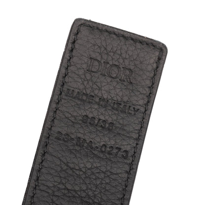 Christian Dior 2023 Black Oblique Galaxy & Calf Leather Reversible Belt with 'CD Icon' Buckle