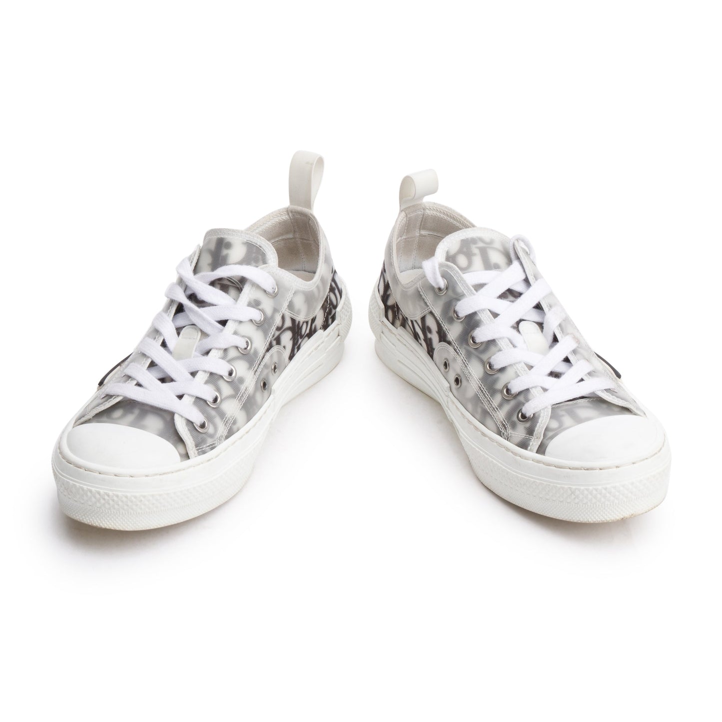 Christian Dior 2023 Black/White Oblique Transparent Canvas B23 Low Sneakers, Size 38