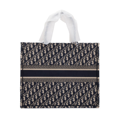 Christian Dior 2023 Ecru and Blue Dior Oblique Embroidery Large Book Tote