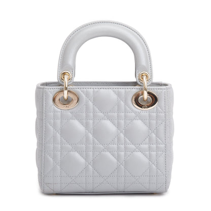 Christian Dior 2023 Grey Cannage Leather Mini Lady Dior Bag