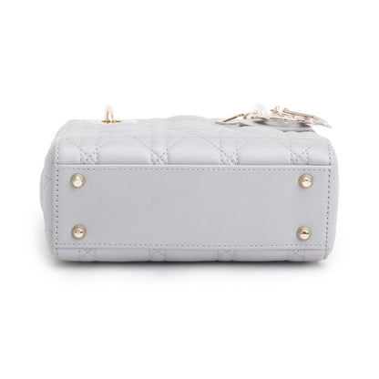 Christian Dior 2023 Grey Cannage Leather Mini Lady Dior Bag