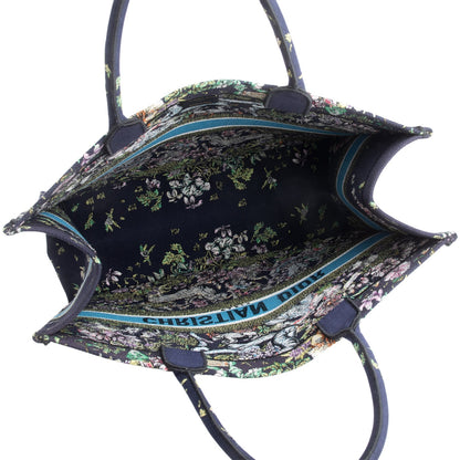 Christian Dior 2023 Navy Multicolor Toile De Jouy D-Constellation Embroidery Large Book Tote