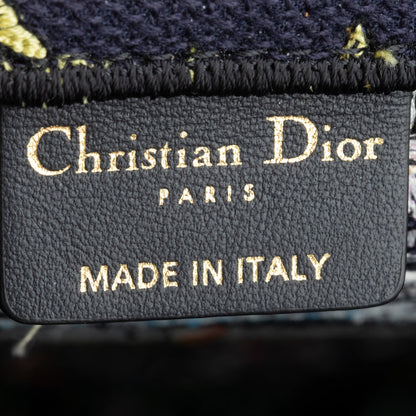 Christian Dior 2023 Navy Multicolor Toile De Jouy D-Constellation Embroidery Large Book Tote