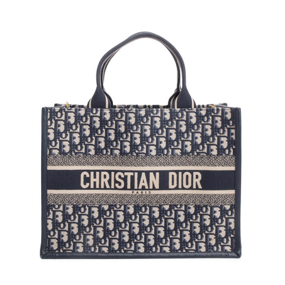 Christian Dior 2023 Navy Oblique Embroidered Medium Book Tote