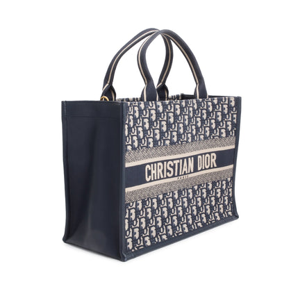 Christian Dior 2023 Navy Oblique Embroidered Medium Book Tote