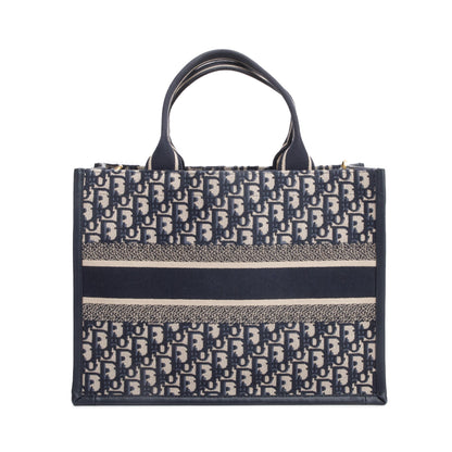 Christian Dior 2023 Navy Oblique Embroidered Medium Book Tote