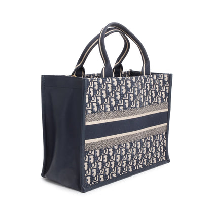 Christian Dior 2023 Navy Oblique Embroidered Medium Book Tote