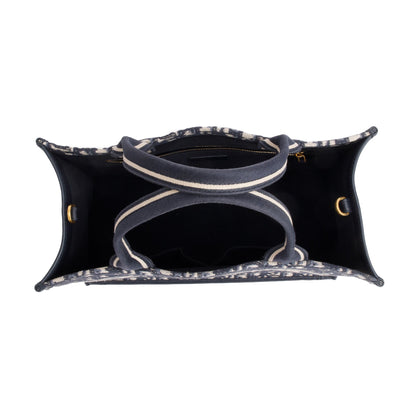 Christian Dior 2023 Navy Oblique Embroidered Medium Book Tote